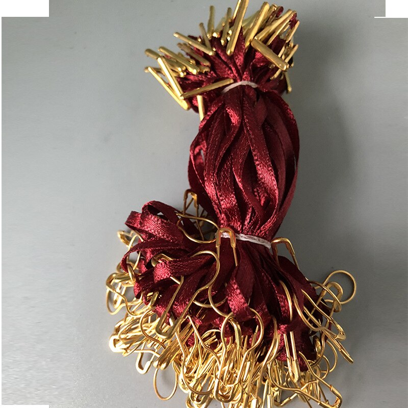 Hang Tag String with Safety Pin Garment Tag Roap Tickets Cord 500 Pieces a Lot 10cm: red golden