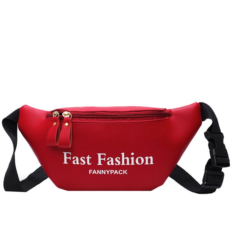 Sacchetto Della Vita delle donne di Cuoio DELL'UNITÀ di elaborazione di Banana Sacchetto Della Cinghia Del Sacchetto di Spalla Femminile Crossbody Petto Borse di Modo del Pacchetto di Fanny Lettera Della Borsa Hip bum Sacchetto: Red belt bag