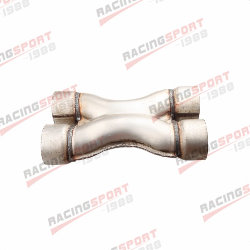 Exhaust Crossover X Pipe Aluminized Steel 3" Inch 76mm Dual Inlet / Outlet