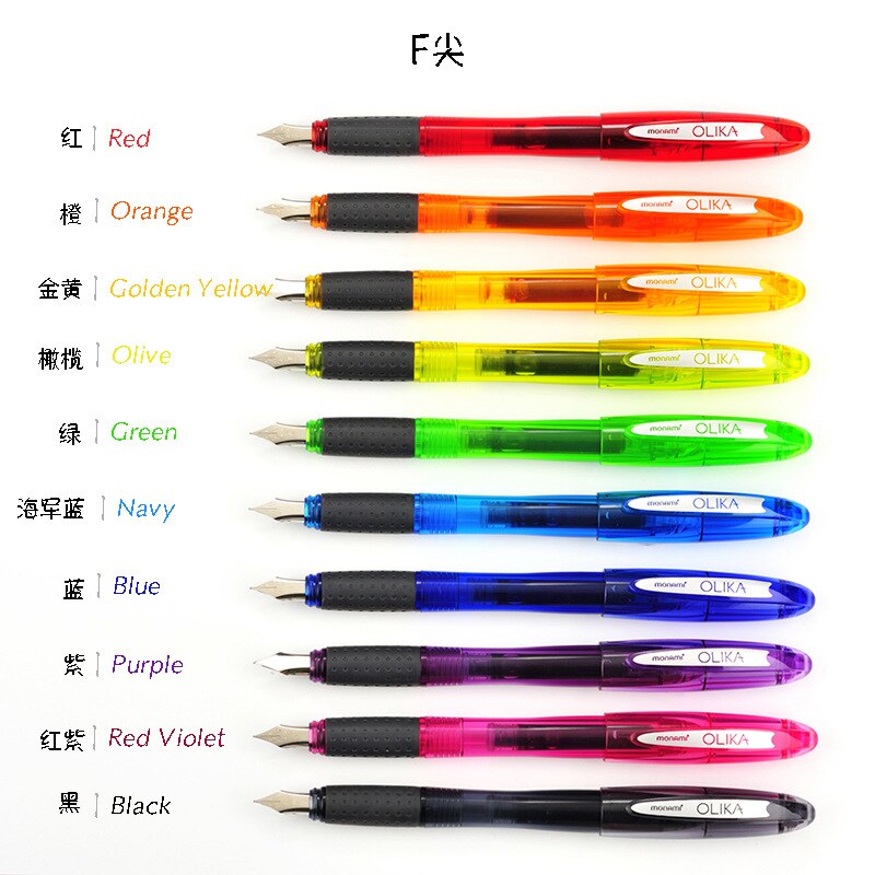 Korean Monami OLIKA Transparent Candy Color Ink Fountain Pen Set 0.5mm Meduim Fine Nib School PVC Plastic Sign Pen Ink Cartridge