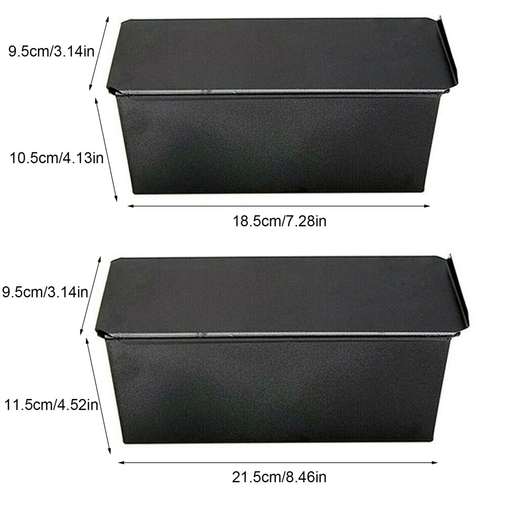 Cake Baking Mold Toast Box Kitchen Supplies Rectangular Black Fast Heat Conduction Easier Film Removal With Lid Bread Loaf Pan