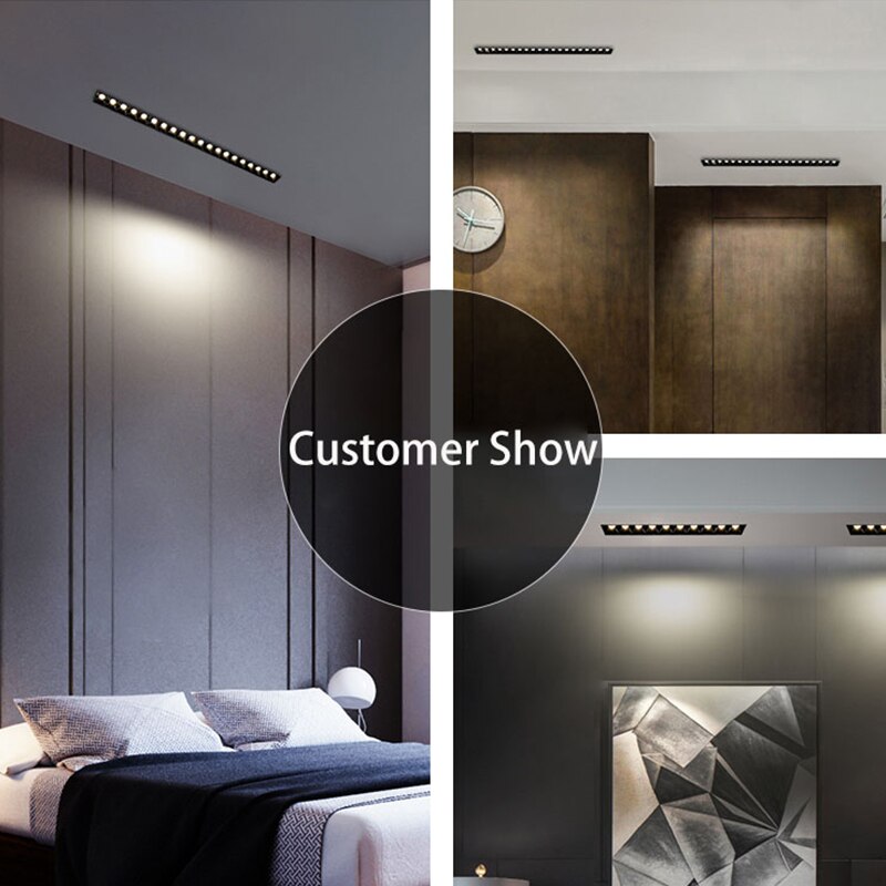 Frameless Indoor Recessed Downlight AC110-240V LED Linear Bar Lamp Aluminum Ceiling Light Long Strip Corridor Bedroom Decor 90Ra