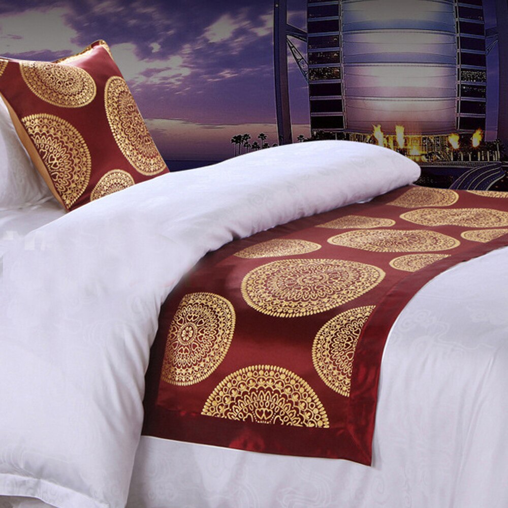 Yazi luksus dobbeltlags seng flag løber tørklæde til hjem hotel dekoration sengetøj rød