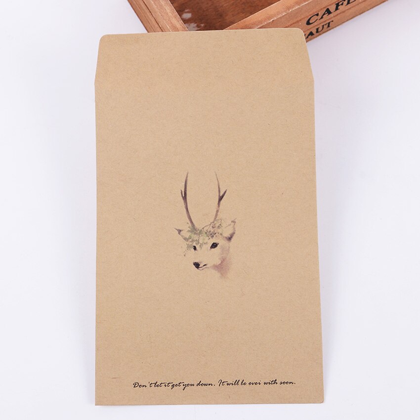 Vintage Kraft Paper Envelope DIY Retro Deer Envelopes Wedding Office Stationery Supplier 10 PCS: 3
