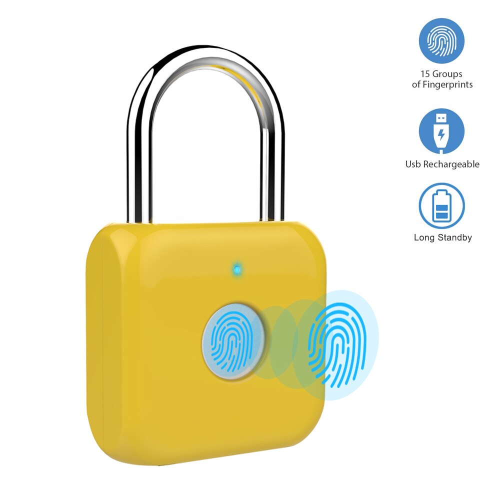 Fingerprint Padlock Mini Smart Padlock Keyless USB Charging Biometric High Security Lock for Gym Locker, Shed Locker (Grey)