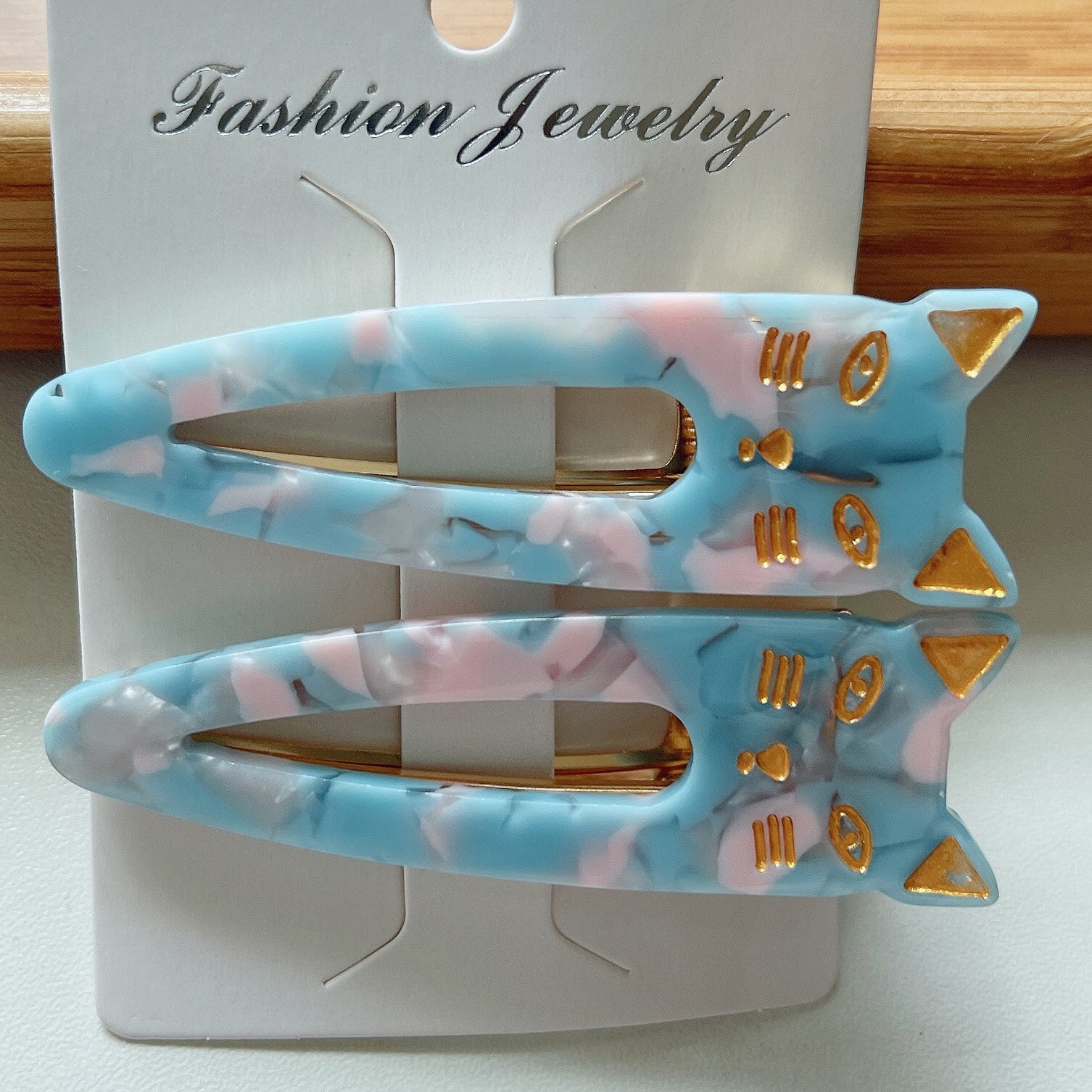 Clip de pico de pato con forma de gato de acetato, 2 piezas, horquillas acrílicas multicolores, accesorios para el cabello