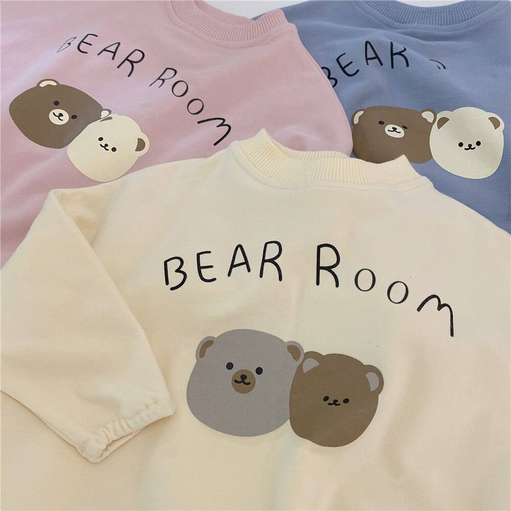 Milancel Baby Kleding Schattige Beer Patroon Baby Jongens Bodysuit Lange Mouwen Peuter Meisjes Jumpsuit Baby Hoofdband
