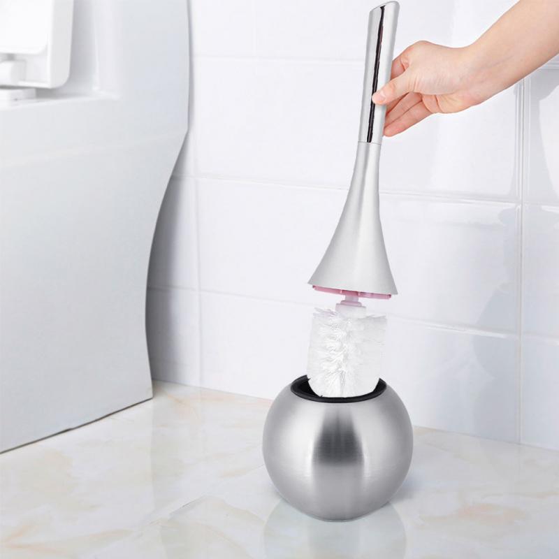 1 Uds. De escobilla de baño, juego de soporte para cepillos con Base de acero inoxidable para limpieza de lavado de tocador