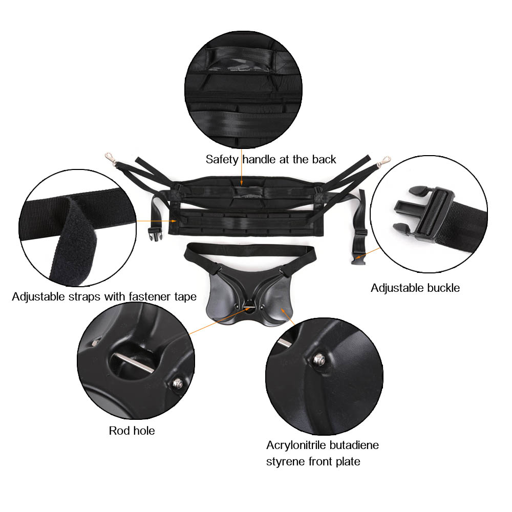 Fishing Belt Rod Holder + Fishing Harness Rock Waist Gimbal Fighting Belt Fishing Rod Pole Stand