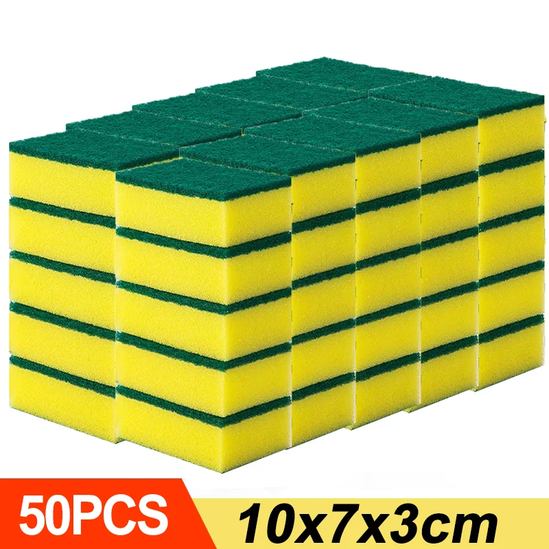Esponja de lavar louça dupla face altamente absorvente pote de cozinha pratos esponjas de limpeza limpar escova de limpeza doméstica atacado: Branco