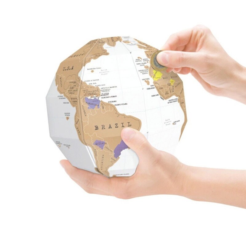 Scratch globe 3d gør-det-selv-skrabekort papirvarer butik kort over verdens deluxe sort scratch off-kort legetøjsklode