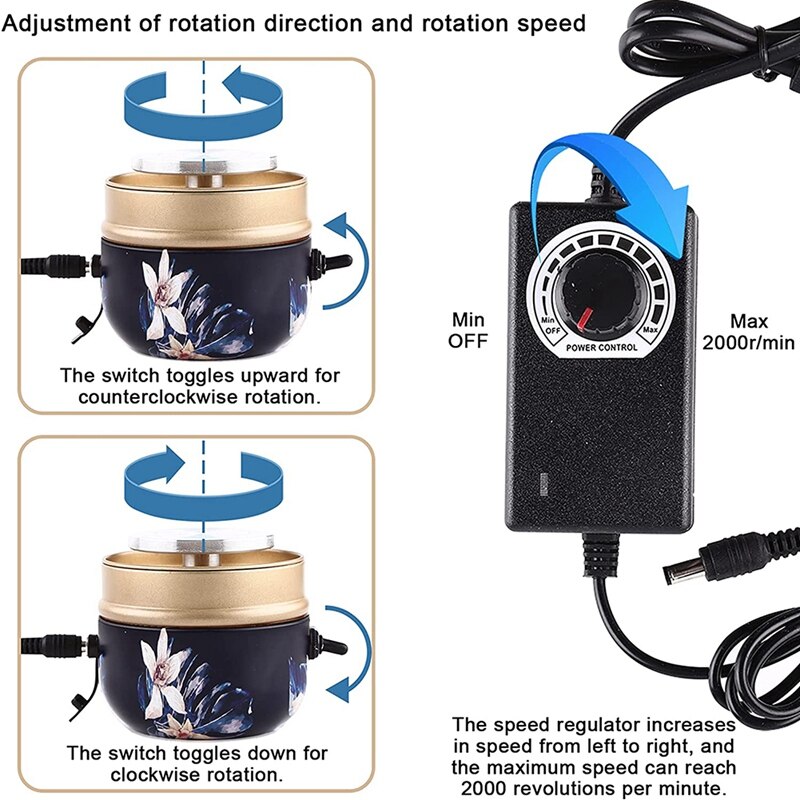 Mini Ceramic Wheel Adjustable Speed Ceramic Wheel With Anti-Skid Pad For Children Beginners And Ceramic Art