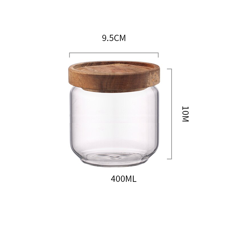 Xykit glas mad opbevaring flaske gummi dæksel forseglet korn nødder tank kan køkken sortering mad opbevaring boks container: 400ml
