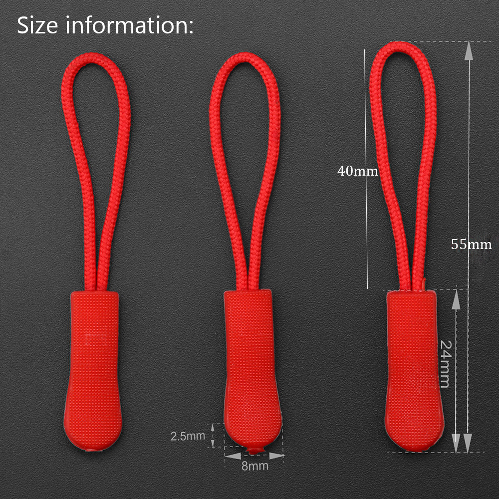 10Pcs Zipper Pull Puller End Fit Rope Tag Fixer Zip Cord Tab Replacement Clip Broken Buckle for Sewing Clothes Travel Bags