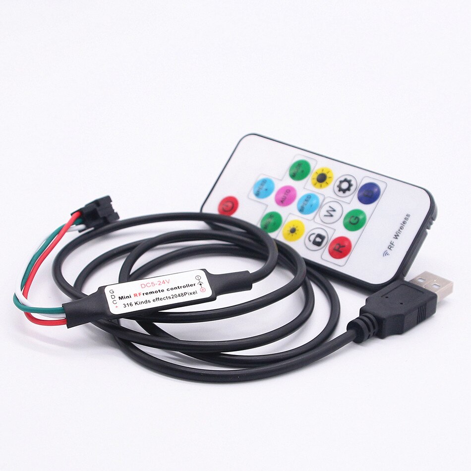 5V USB LED Controller 17Key SP103E RF Wireless Remote Control For WS2811 WS2812B Driver IC Colorful RGB LED Strip 5050
