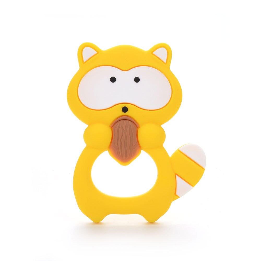 Raccoon Silicone Teether 1pc Silicone Beads Soft teether DIY Baby Teething Toys Necklace Accessories Infant Chew Toys: yellow