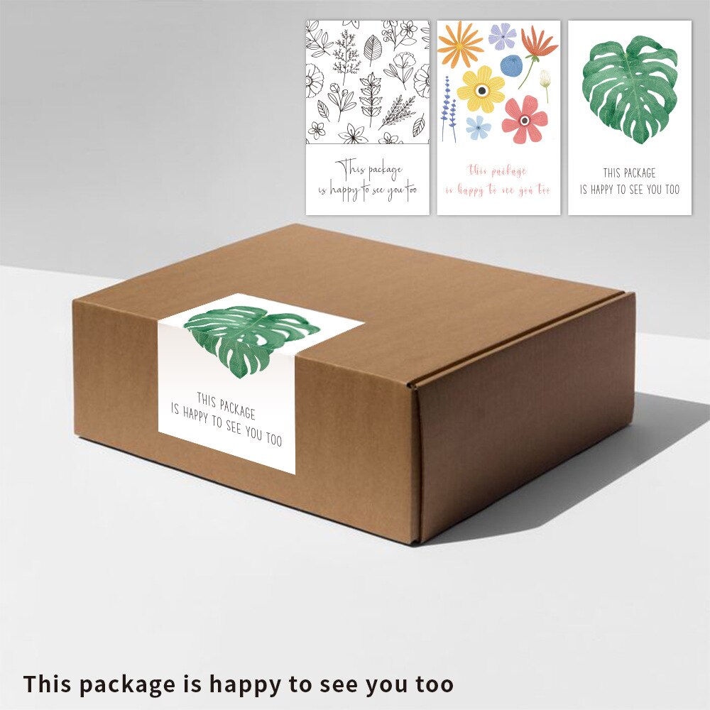 10-50pcs Green Leaf Rectangular Sticker Packaging Supplies Box Sealed Sticker Sticker Coated Paper Label