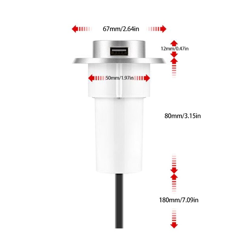 US/EU Plug Desk Hole Embedded USB Charger Lifting Hidden Extension Hub Adapter 1XCB