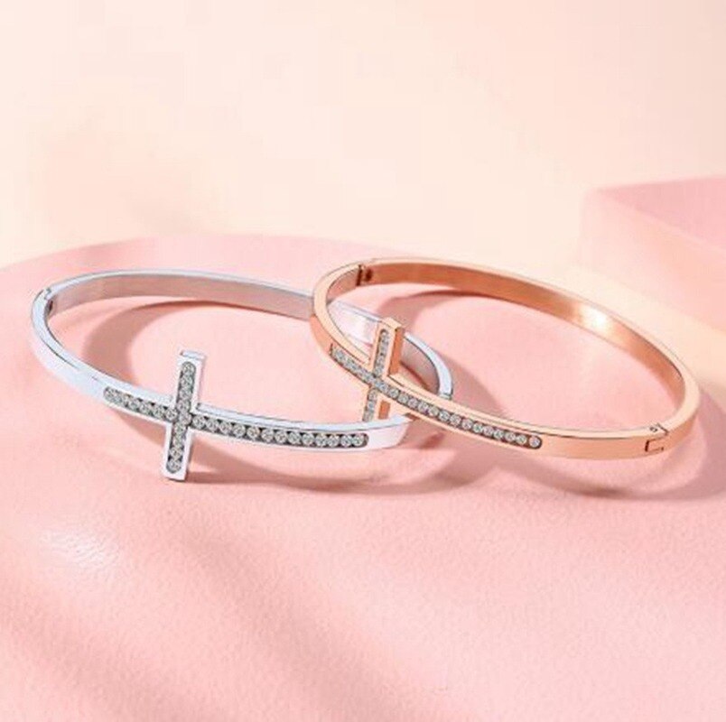 Brazalete de Metal de con cristales brillantes cruzados, , , boda