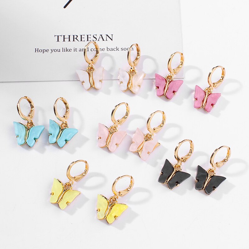 Bohemian Candy Color Butterfly Pendant Necklaces For Women Trendy Beads Chian Clavicle Chian Jewelry