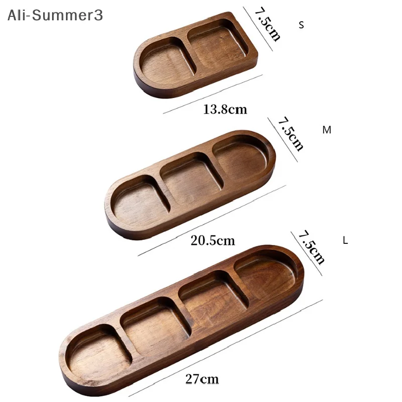 Massivholz-Tablett mit 2/3/4 Fächern für Gewürze, Frühstück, Sushi, Brot, Nachtisch, Alsoßen, Küchen- und Esszimmer-Gewürztablett