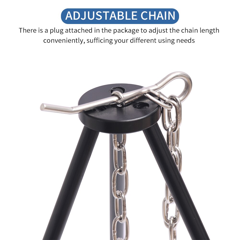 Camping Three Sections Tripod For Fire Hanging Pot Outdoor Campfire Cookware Picnic Cooking Pot Grill Outdoor Picnic Essentials