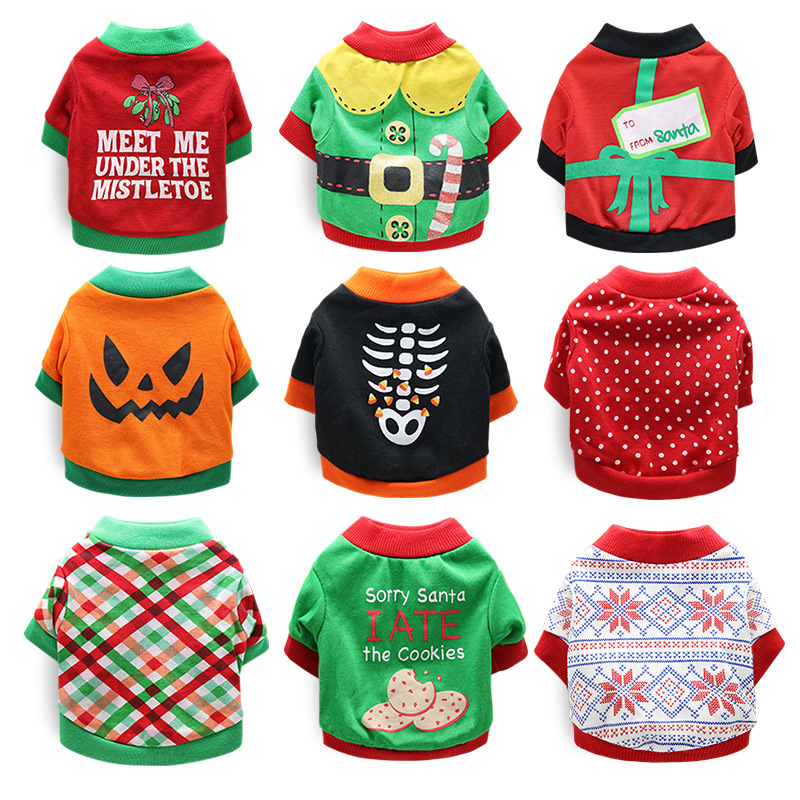 Halloween & Christmas Pet Clothes - Dog & Cat Winter Outfits for Small Breeds, Teddy, Siamese, Persian, Garfield & Blue Cats