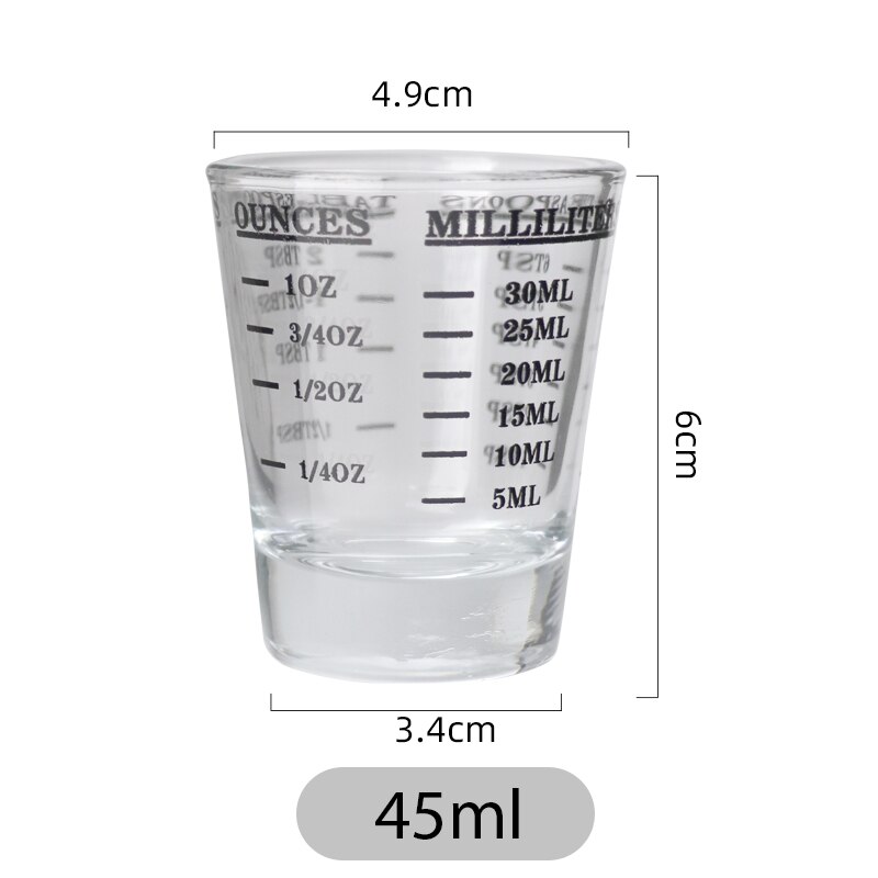 Tasse à mesurer expresso en verre de 45/60 ML, verre à Shot, liquide, once, avec échelle, fournitures d&#39;outils de cuisine: black 45ml