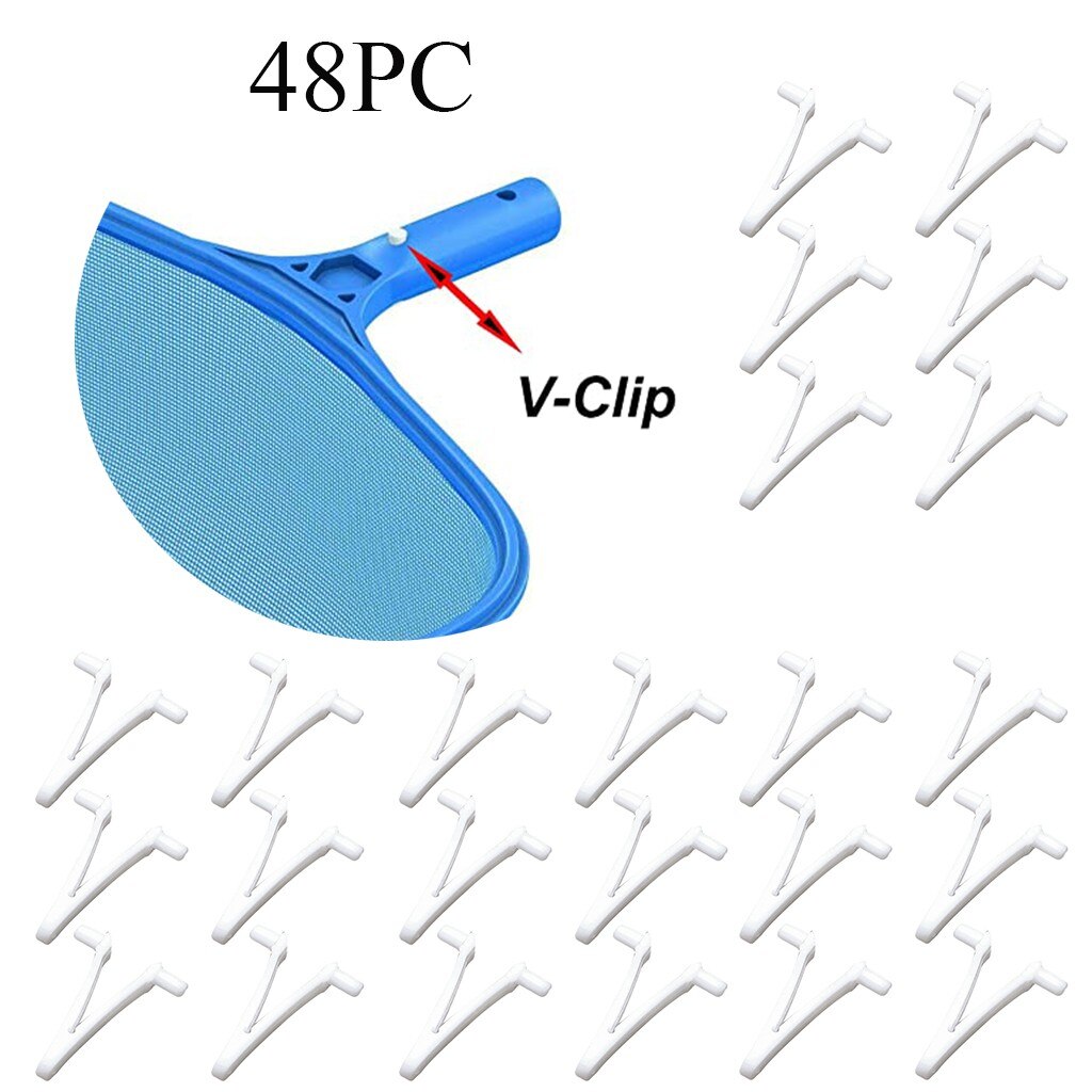 Skimmer-pasadores de resorte con Clip en V para piscina, accesorios de limpieza para piscina, 24/48 Uds.: 48pc