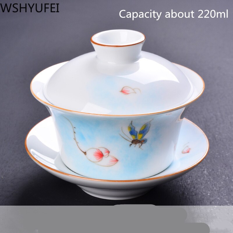 1PCS Ceramic Tea Bowl Blue and White Porcelain Tea Bowl Simple Household Tea Set Accessories WSHYUFEI