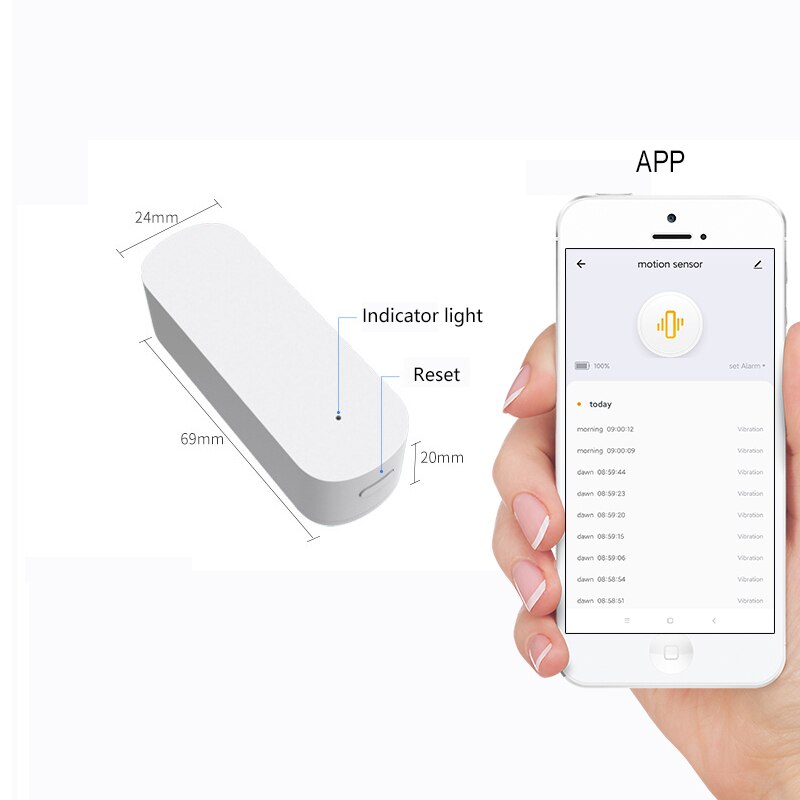 Tuya Zigbee Smart sensor Small motion vibration sensor detection alarm monitor smart home connection tuya gateway use Smart LIfe