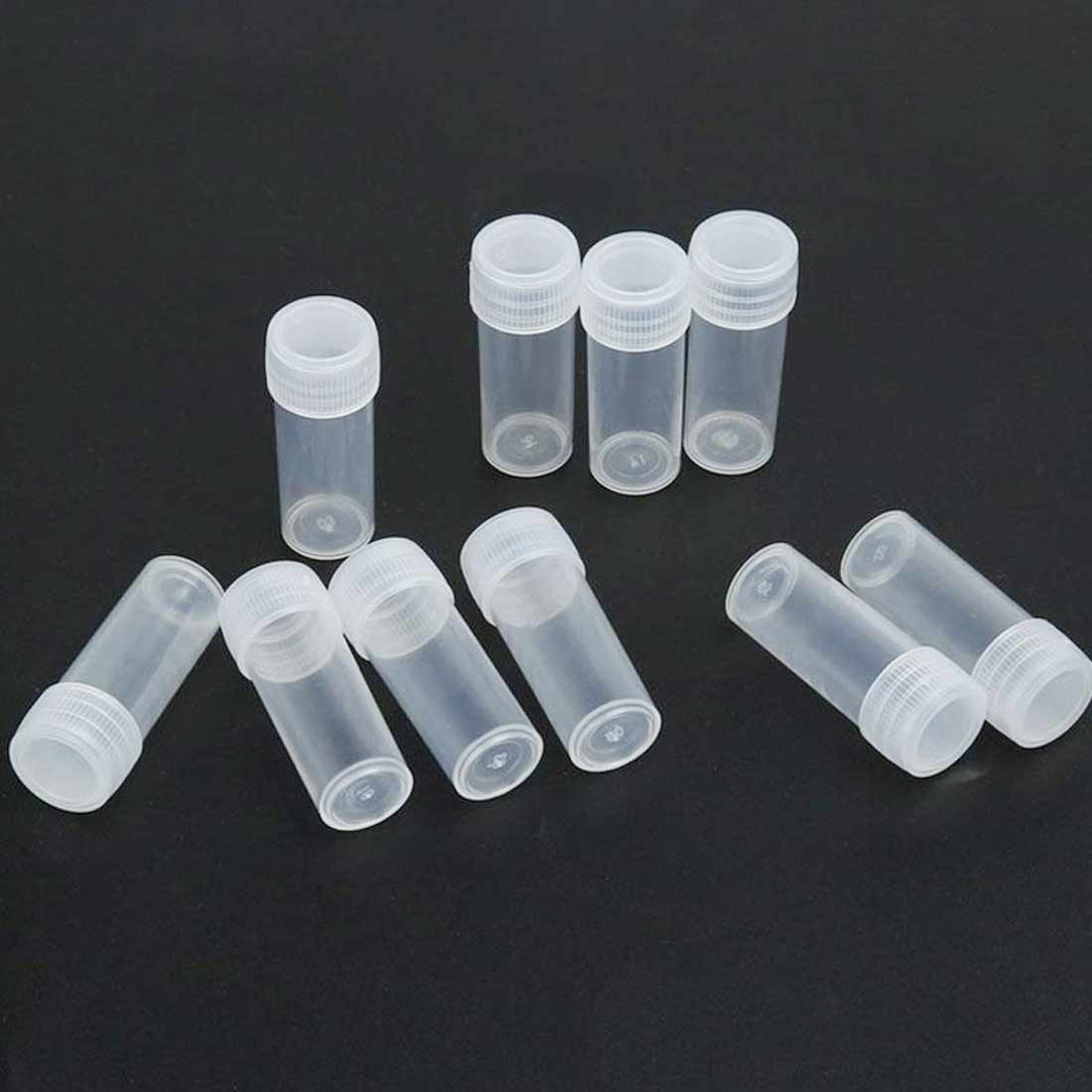 20PCS 5ml Plastic Sample Bottle Small Bottle Test Tube Mini Bottles Storage Containers White Mini Vials Jars Food Spice Bottles