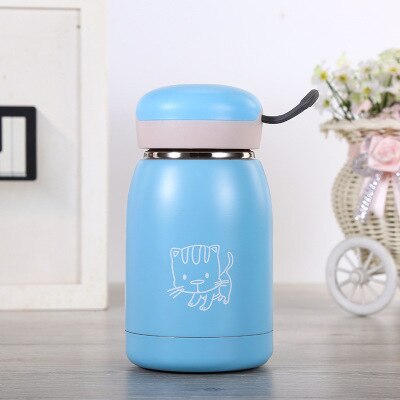 Novo 304 Isolamento A Vácuo Copo Dos Desenhos Animados Student Crianças Barriga Copo Isolamento Xícara de Água com o Levantamento Mina de Aço Inoxidável do Fio: Cat paw blue