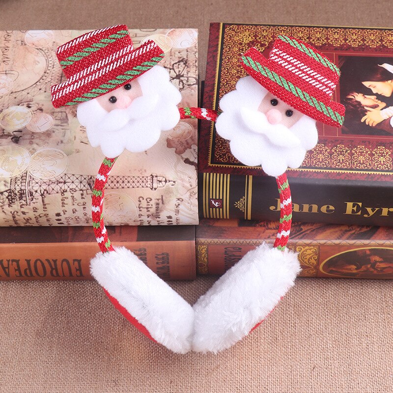 10pcs Christmas Earmuffs Reindeer Snowman Santa Claus Soft Headband Winter Accessories Party Dress Up Birthday Wedding Cosplay: Santa Claus