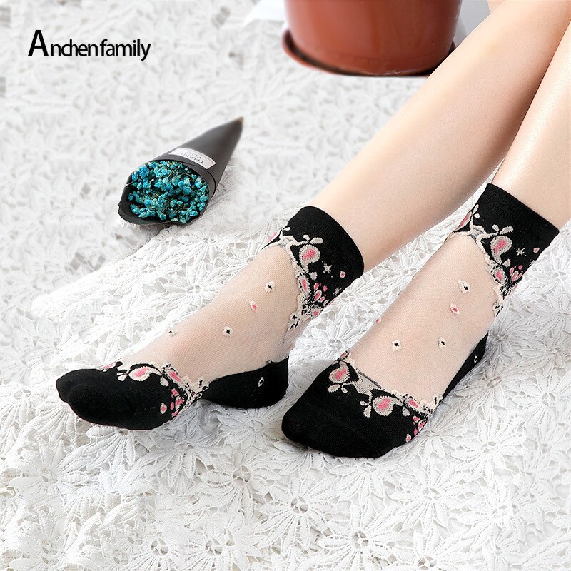 Lace Ruffle Soft Comfy Sheer Silk Socks Elastic Mesh Knit Frill Trim Transparent Ankle Funny Sexy Fishnet Women Socks