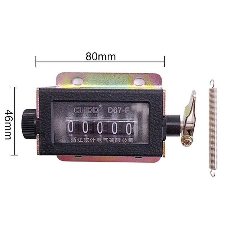 D67-F 5 Digit Pull Counter Mechanical Resettable Manual Pull Stroke Tally Counter Resettable Hand Tally Stroke Click Counter