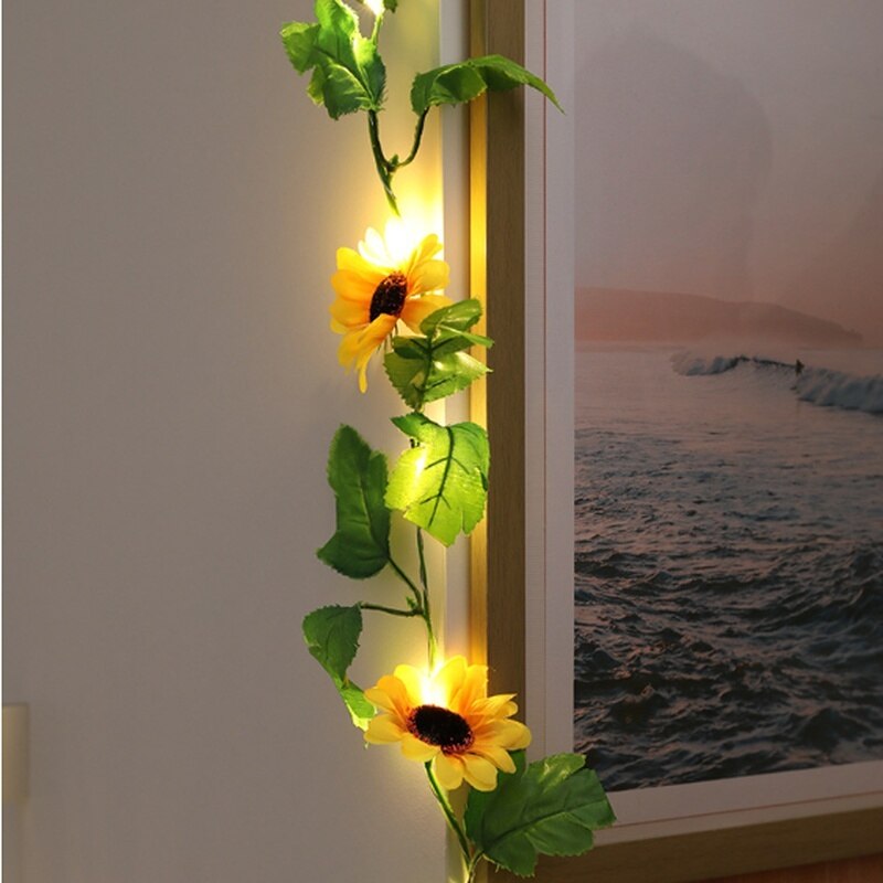 2m 20LED Sunflower Light Garland Wedding Party Room Christmas Bar Party KTV Home Garden Decor