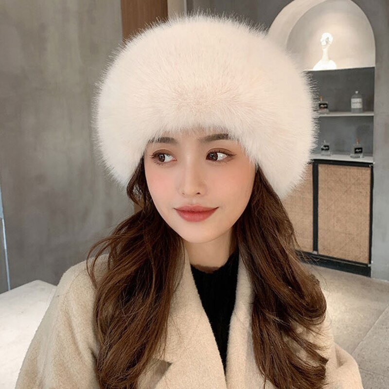Winter Thick Fluffy Headband For Women Men Fur Hairband Russian Furry Earmuffs Elastic Turban Wide Headwear Ski Hats Accessories