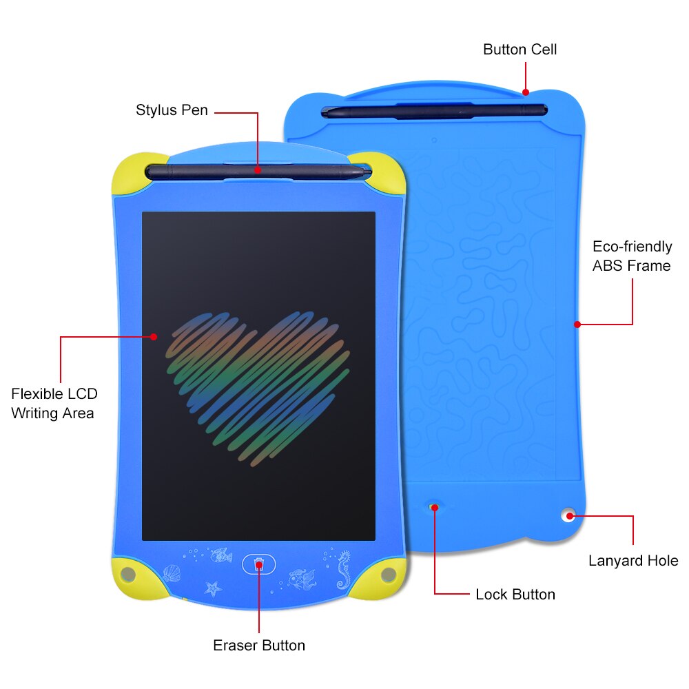 CHIPAL 8.5 inch LCD Writing Drawing Tablet Digital Board Erasable Office Pad Paperless Rewritten Notepad for Color Children