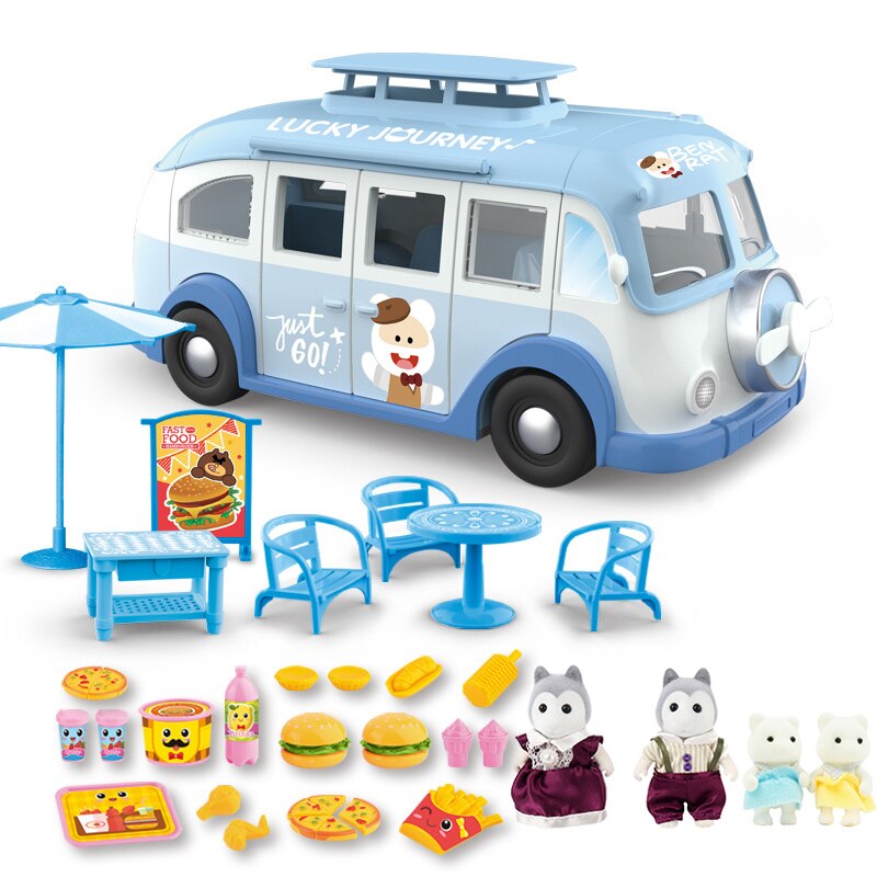 Per bambini di Simulazione Giocattolo Gioco di Casa di Famiglia del Coniglio Crema di Ghiaccio di Campeggio Per Bambini Auto RV Gioco di Casa Picnic Auto Di Compleanno regalo: 8801-2-G05