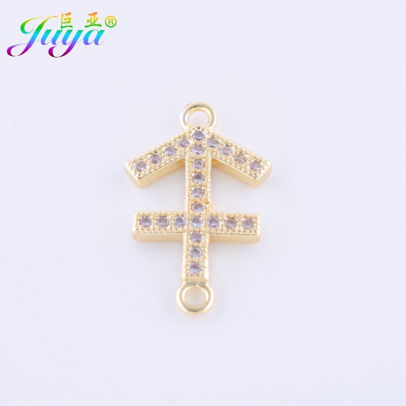 Gioielli FAI DA TE Forniture di Rame Femminile 12 Costellazioni Dello Zodiaco Fascino del Connettore Pendenti con gemme e perle Per Le Donne Del Braccialetto Della Collana Fare: Gold Sagittarius