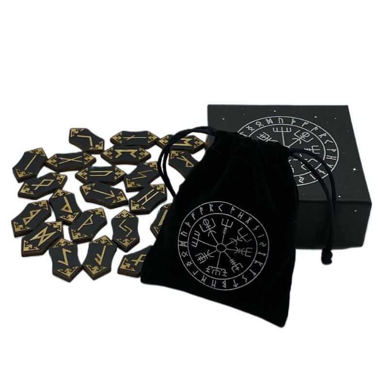 25 Stks/set Houten Runen Stenen Runas Piedra Voor Waarzeggerij Gesneden Energie Steen Kit