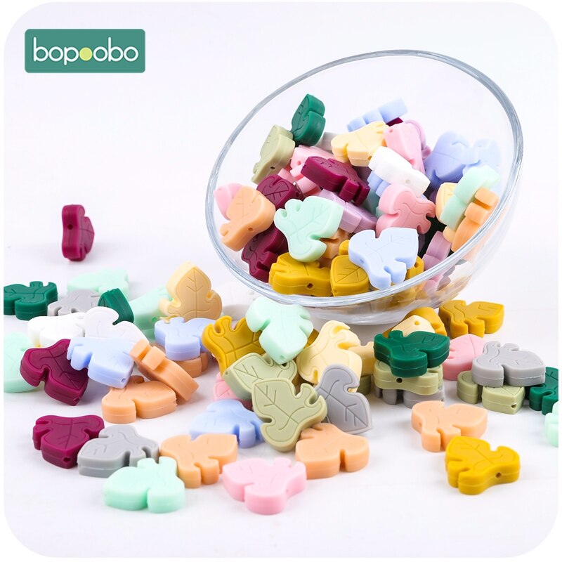 Bopoobo Silicone Teether Bead 10pcs BPA Free Silicone Turtle Leaf Beads Silicone Beads Baby Teething Beads Baby Teether