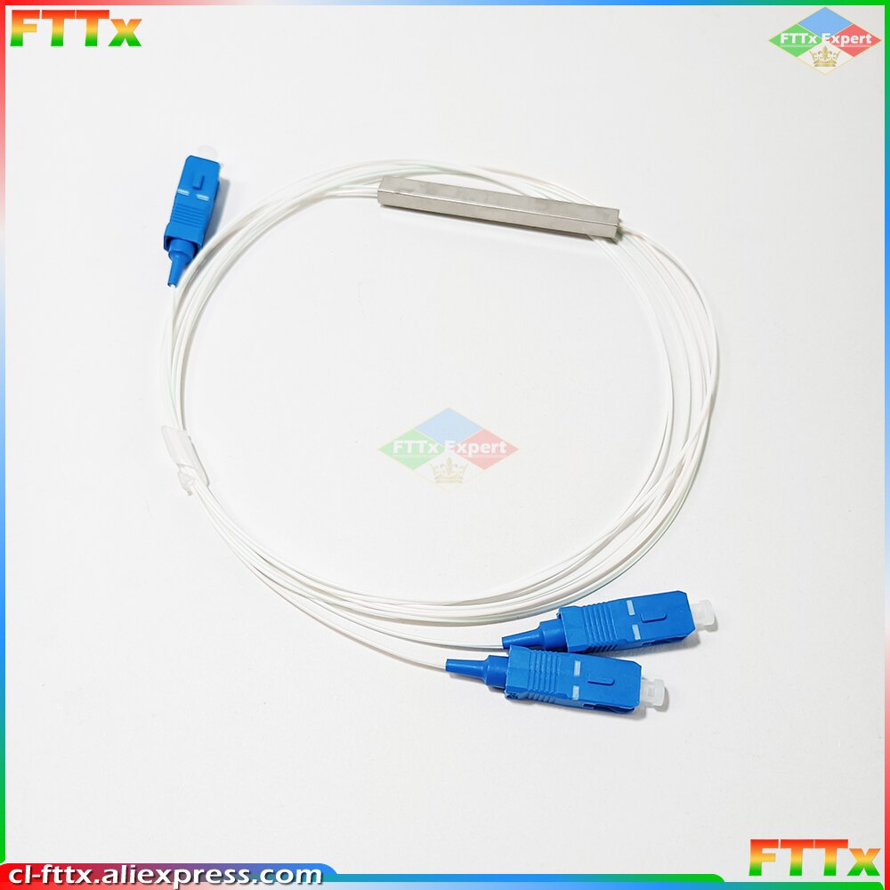 10pcs/lot 0.9mm Steel Tube Fiber Optic PLC Splitter 1x2 SC/UPC Mini Blockless G657A1 0.9mm 1M 1*2 SC APC Connector