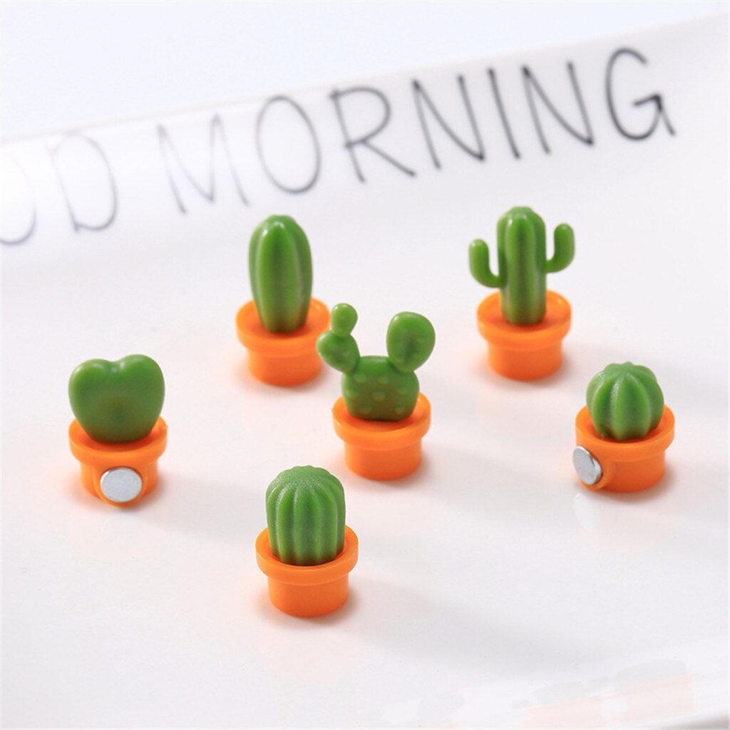 6PCS Cactus Refrigerator Stickers Green Plant Magnetic Buckle Magnetic Stickers Fridge Magnet Children Stickers