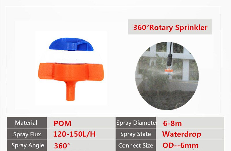 360Degree Rotary Sprinkler With Barb Connector Watering Sprayer Gardening Irrigation Agricultural Sprinkler Drip Fittings