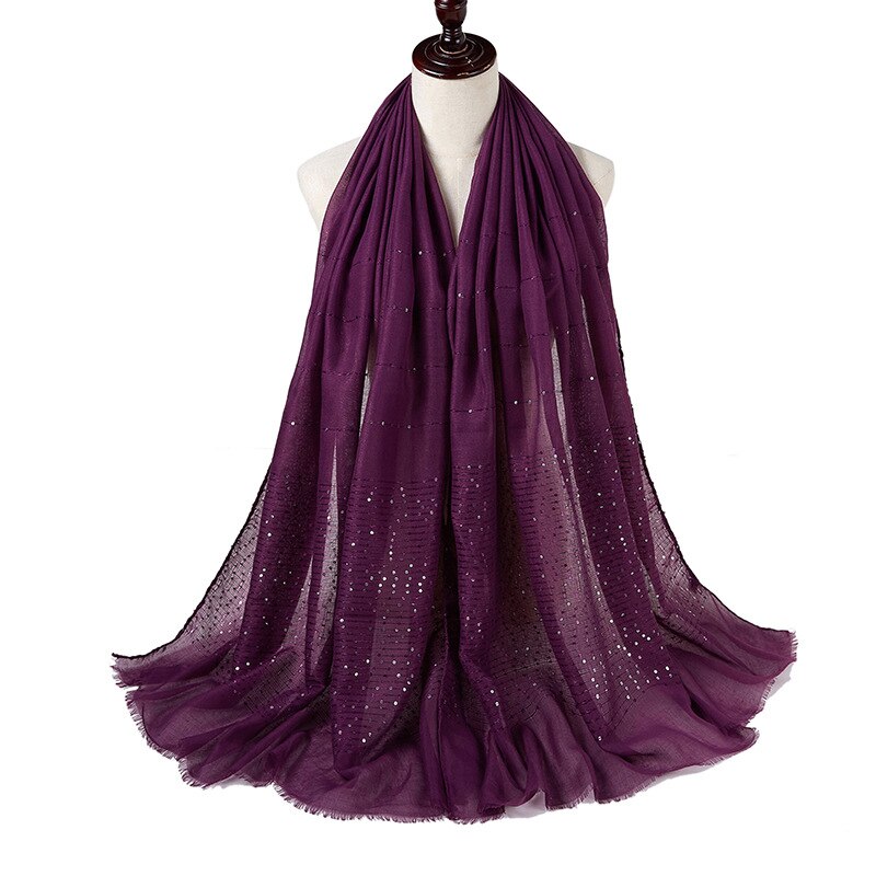 1PC Cotton And Linen Tassel Scarf Sequins Autumn And Winter Muslim Hijab Malay Headscarf: 9