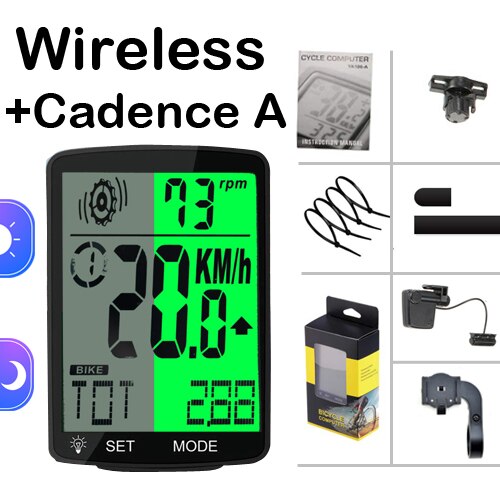 Waterproof Bike Bicycle Computer Wireless Bike Rainproof Odometer Cadence Sensor 2.8inch LCD Cycling Speedometer Heart Rate: Cadence