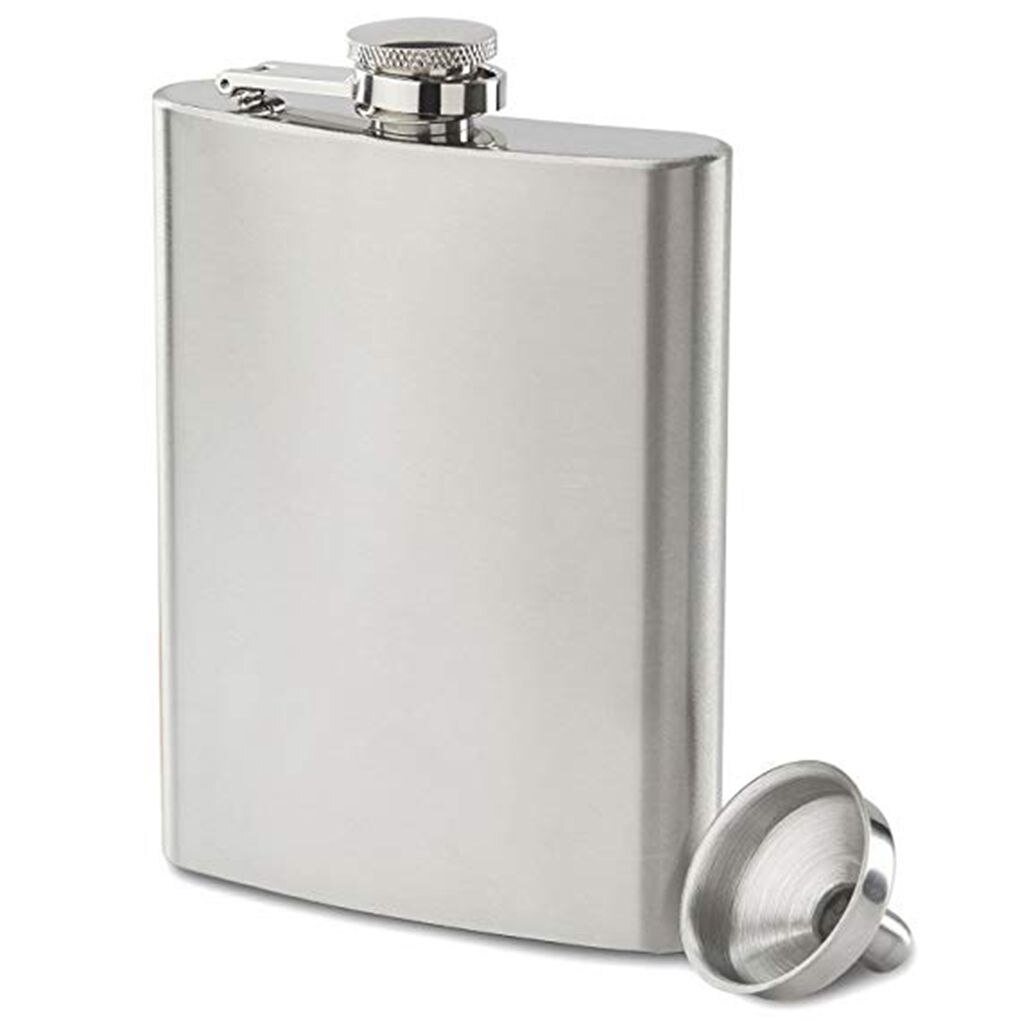 Botella de acero inoxidable para bebidas, frasco con tapa para licor, Whisky, Alcohol, embudo, , 1 ud.,: 8oz