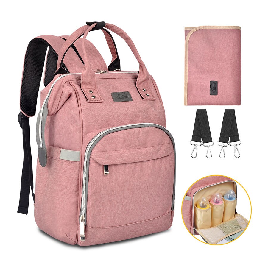 Viedouce thermal insulated school lunch bag travel usb diaper kid men women office lunch cooler box bag for women men kids lunch: Diaper bag pink